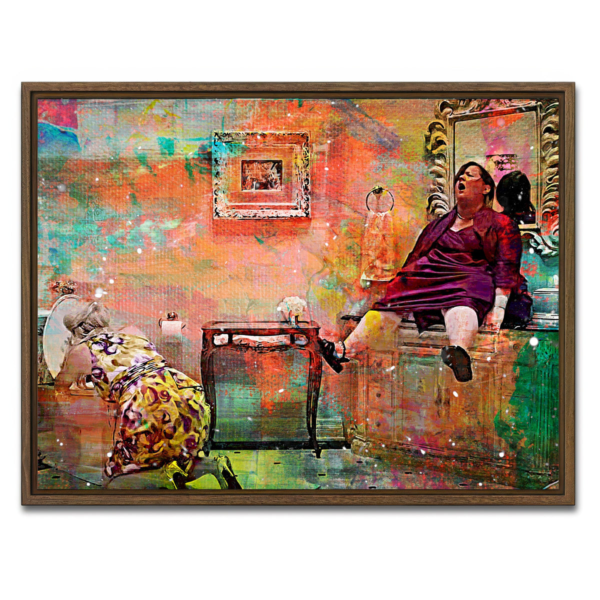 AUTO-MOCKUP WHITE | Bridesmaids Get Sick | 1 Piece | Walnut Framed Canvas | group=4x3