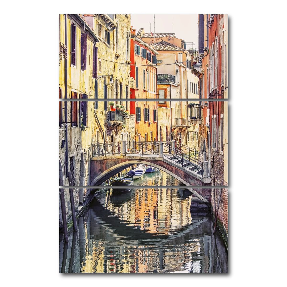 AUTO-MOCKUP WHITE | Bridge Reflection | 3 Piece | Gallery Wrap Canvas | group=12x24_stacked