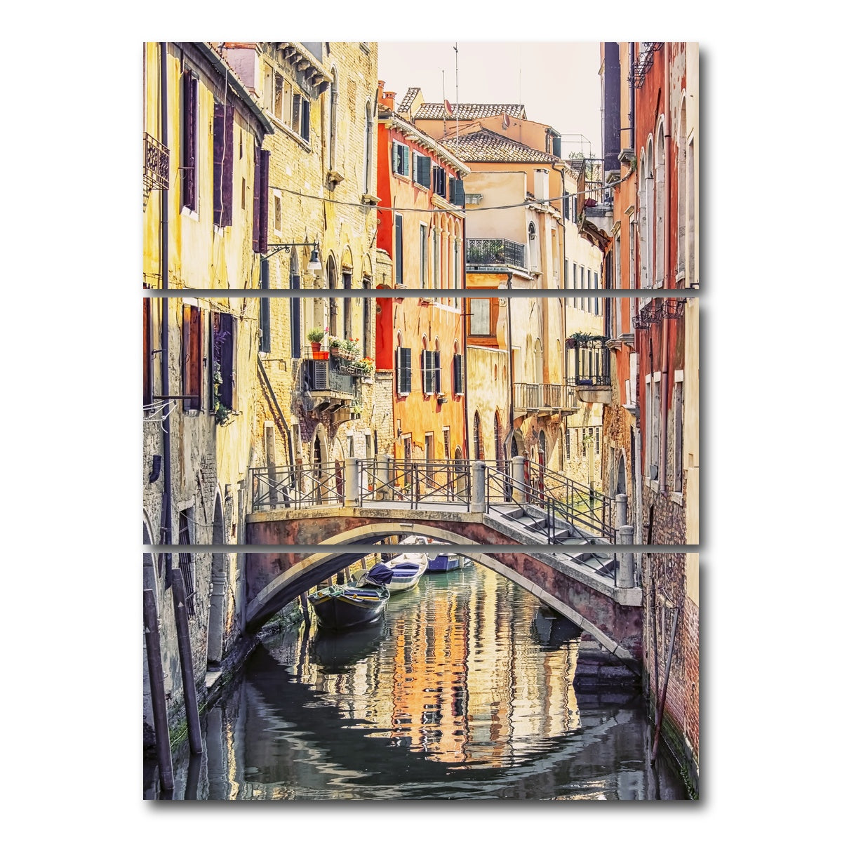 AUTO-MOCKUP WHITE | Bridge Reflection | 3 Piece | Gallery Wrap Canvas | group=8x18_stacked