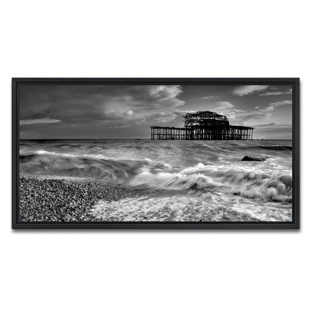 AUTO-MOCKUP WHITE | Brighton West Pier | 1 Piece | Black Framed Canvas | group=2x1