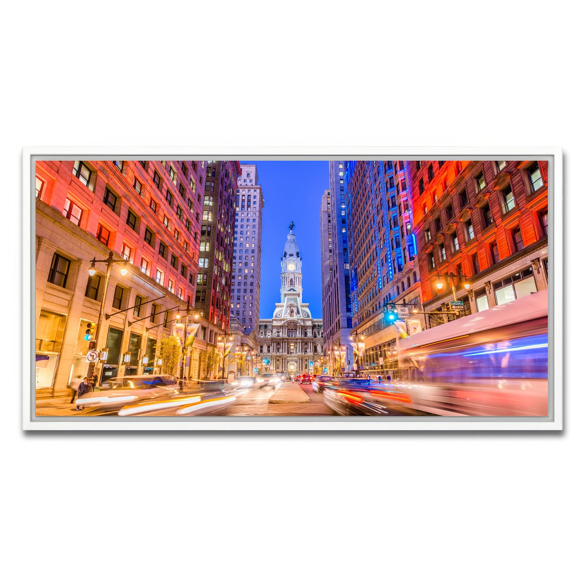 AUTO-MOCKUP WHITE | Broad Street with City Hall | 1 Piece | White Framed Canvas | group=2x1