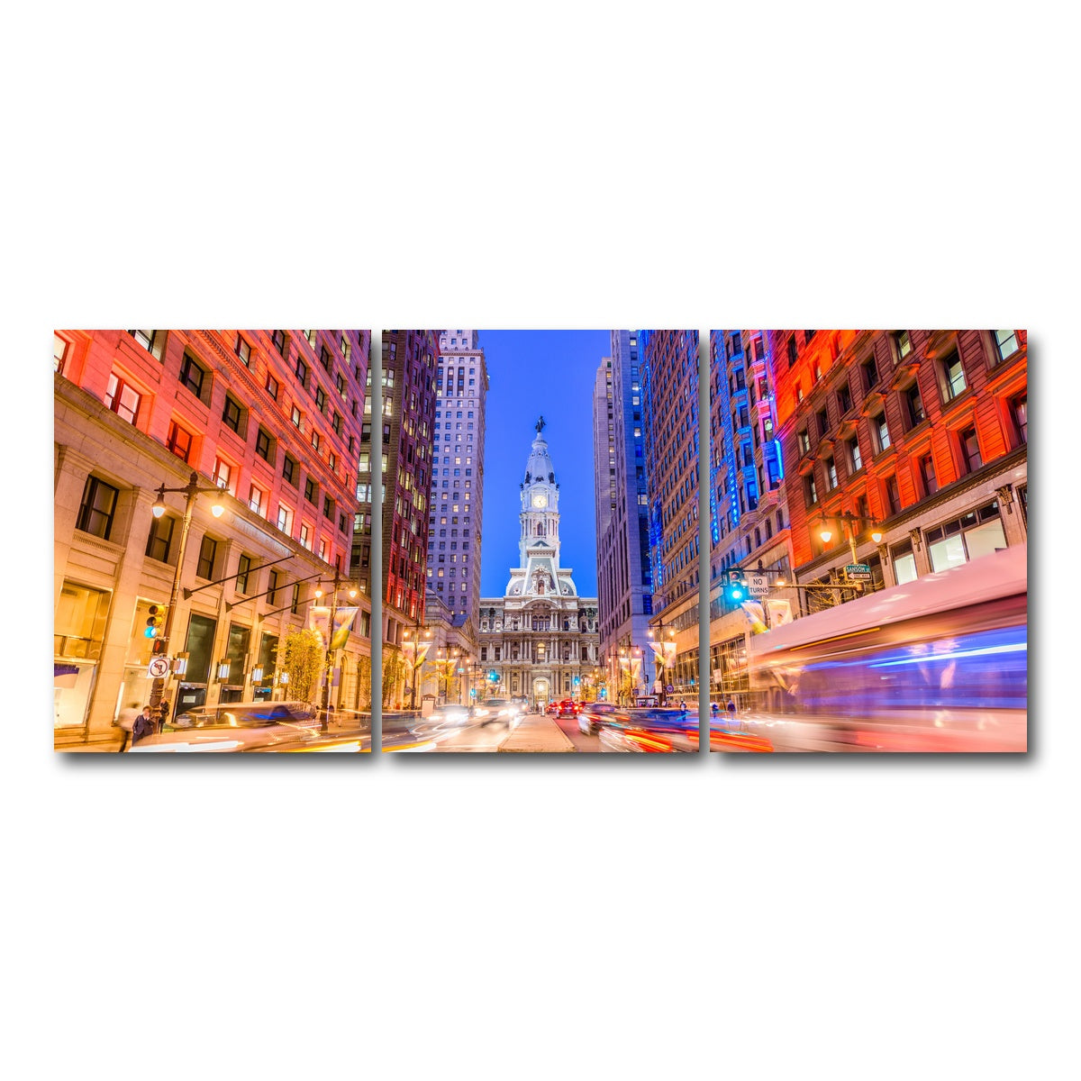 AUTO-MOCKUP WHITE | Broad Street with City Hall | 3 Piece | Gallery Wrap Canvas | group=18x24
