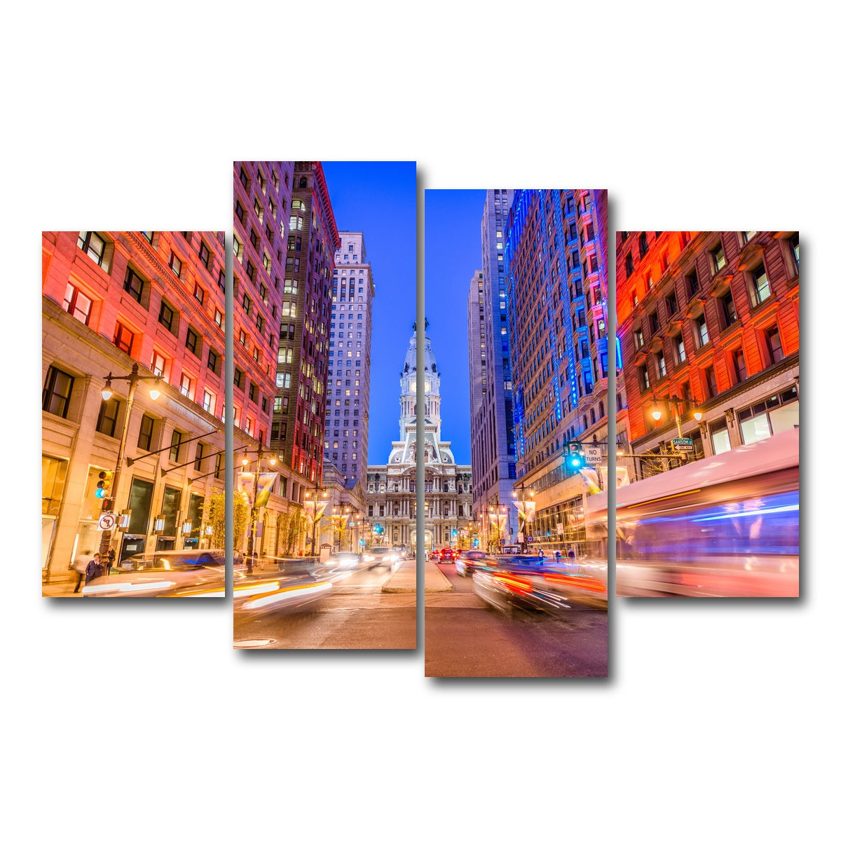 AUTO-MOCKUP WHITE | Broad Street with City Hall | 4 Piece | Gallery Wrap Canvas | group=4_short