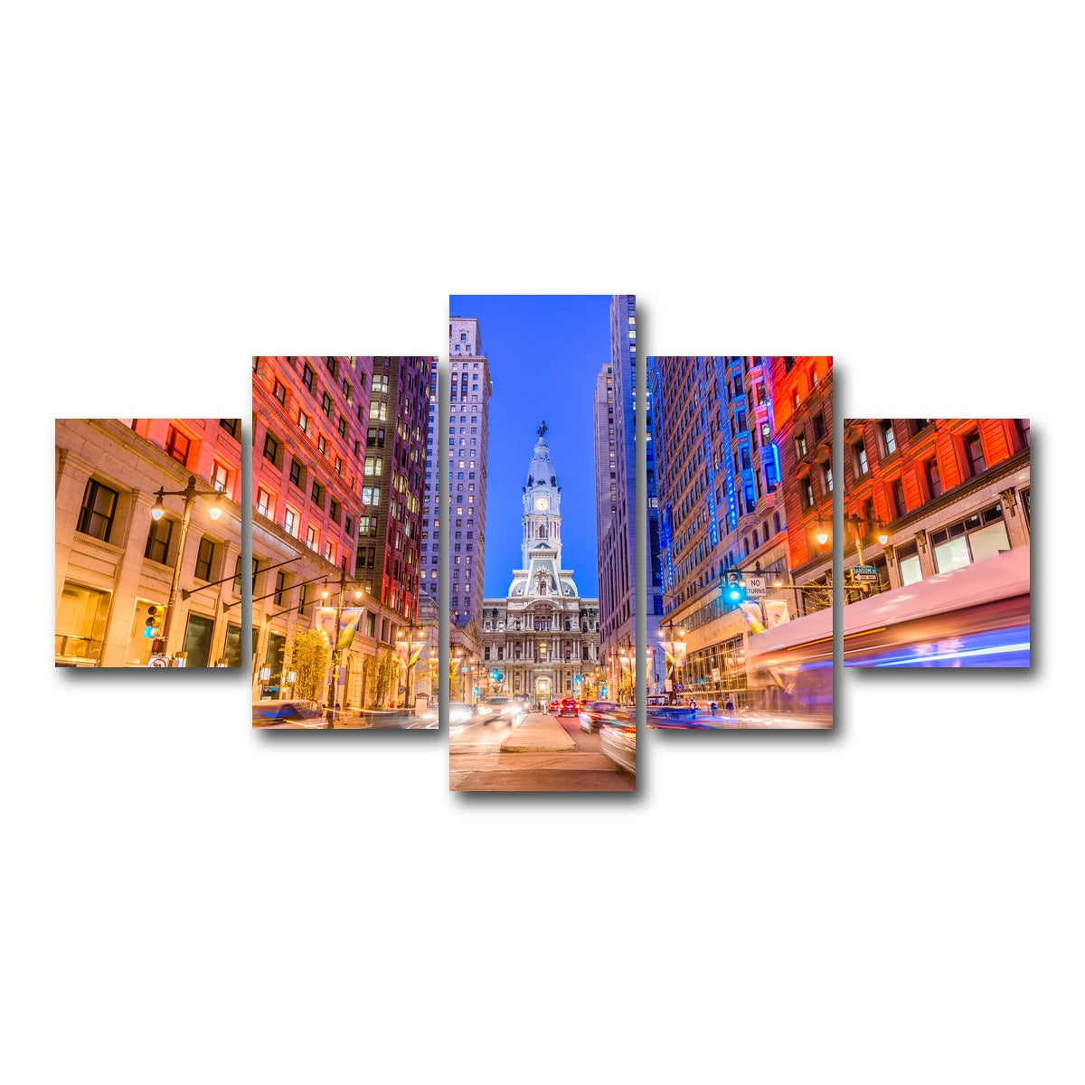 AUTO-MOCKUP WHITE | Broad Street with City Hall | 5 Piece | Gallery Wrap Canvas | group=5_short