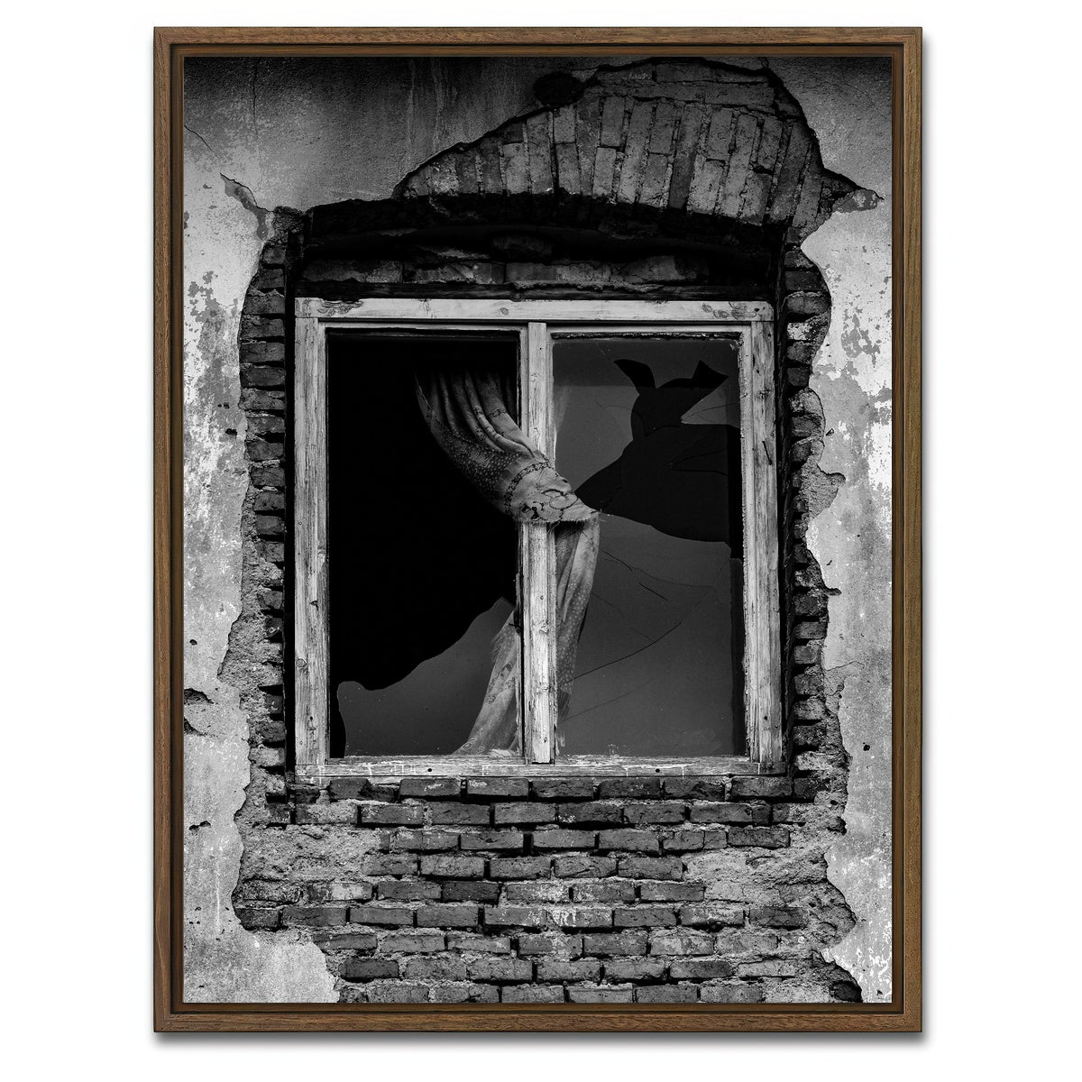 AUTO-MOCKUP WHITE | Broken Window | 1 Piece | Walnut Framed Canvas | group=3x4
