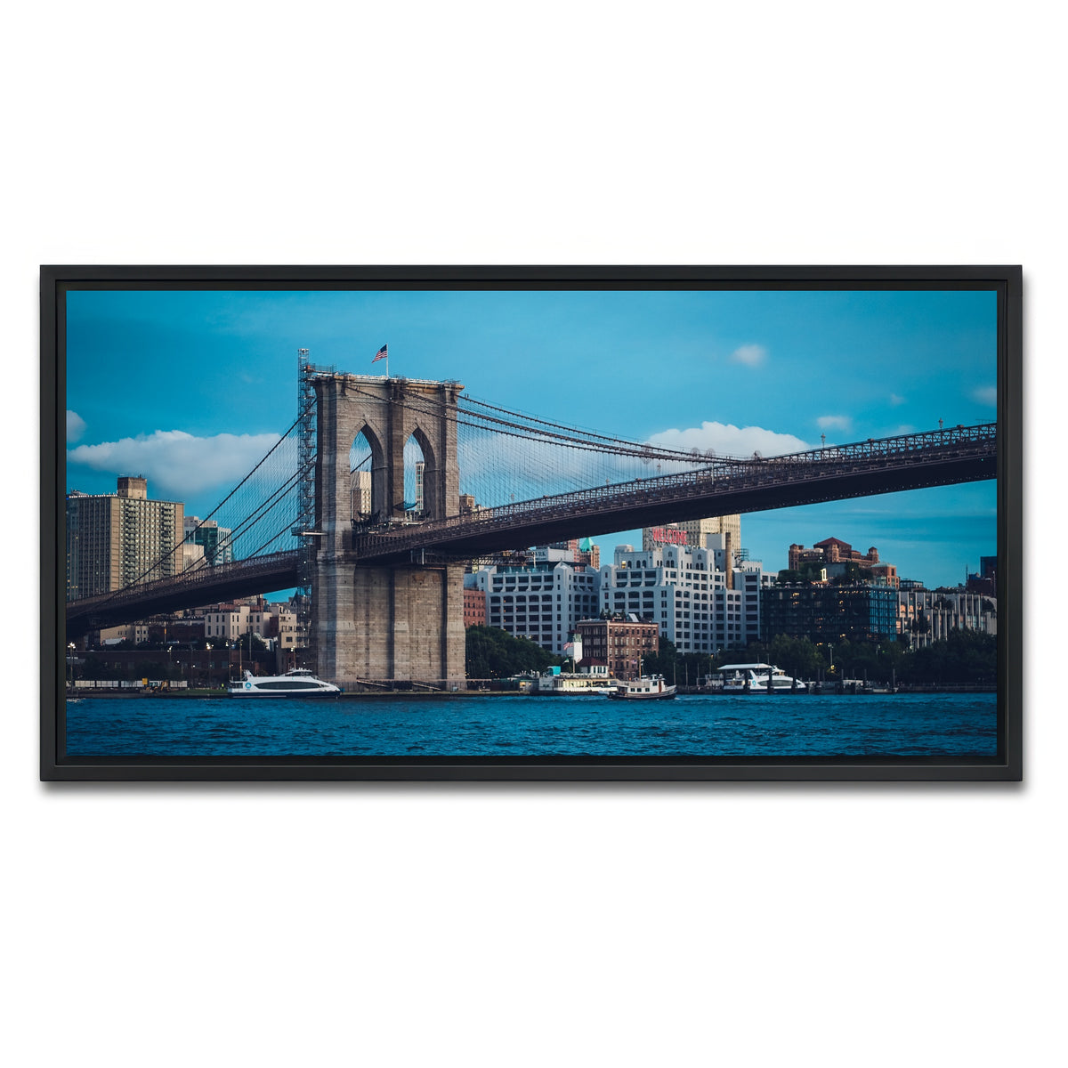 AUTO-MOCKUP WHITE | Brooklyn Bridge Blue Hour | 1 Piece | Black Framed Canvas | group=2x1