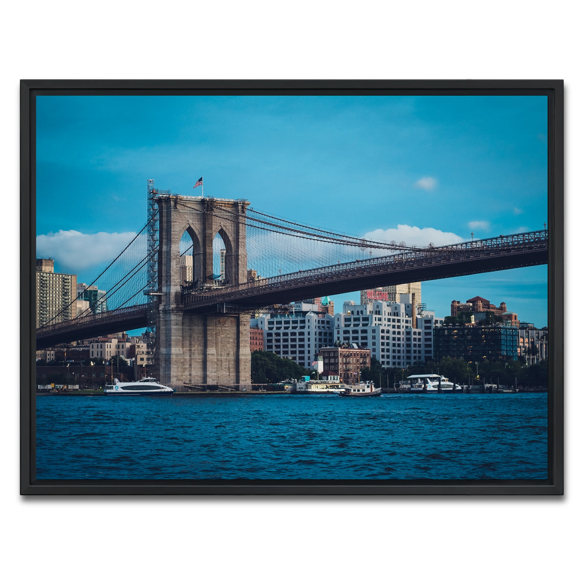 AUTO-MOCKUP WHITE | Brooklyn Bridge Blue Hour | 1 Piece | Black Framed Canvas | group=4x3