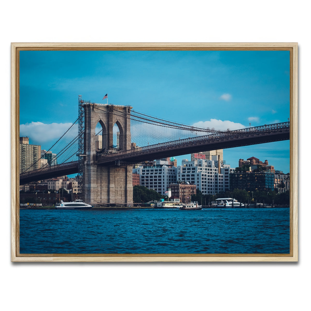 AUTO-MOCKUP WHITE | Brooklyn Bridge Blue Hour | 1 Piece | Natural Framed Canvas | group=4x3