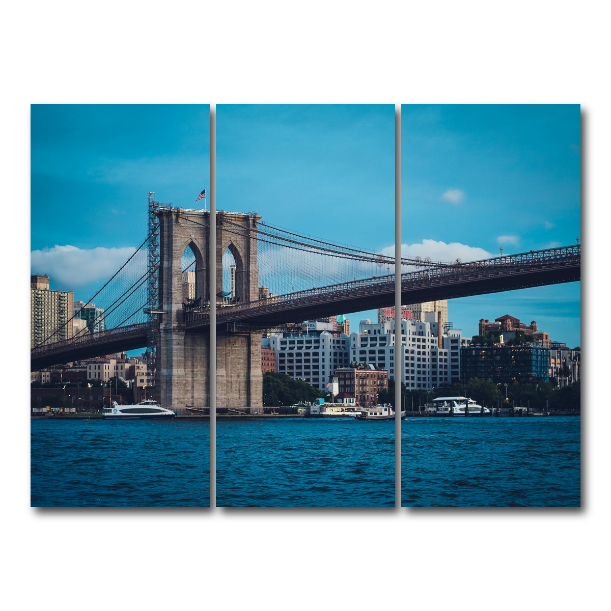 AUTO-MOCKUP WHITE | Brooklyn Bridge Blue Hour | 3 Piece | Gallery Wrap Canvas | group=8x18