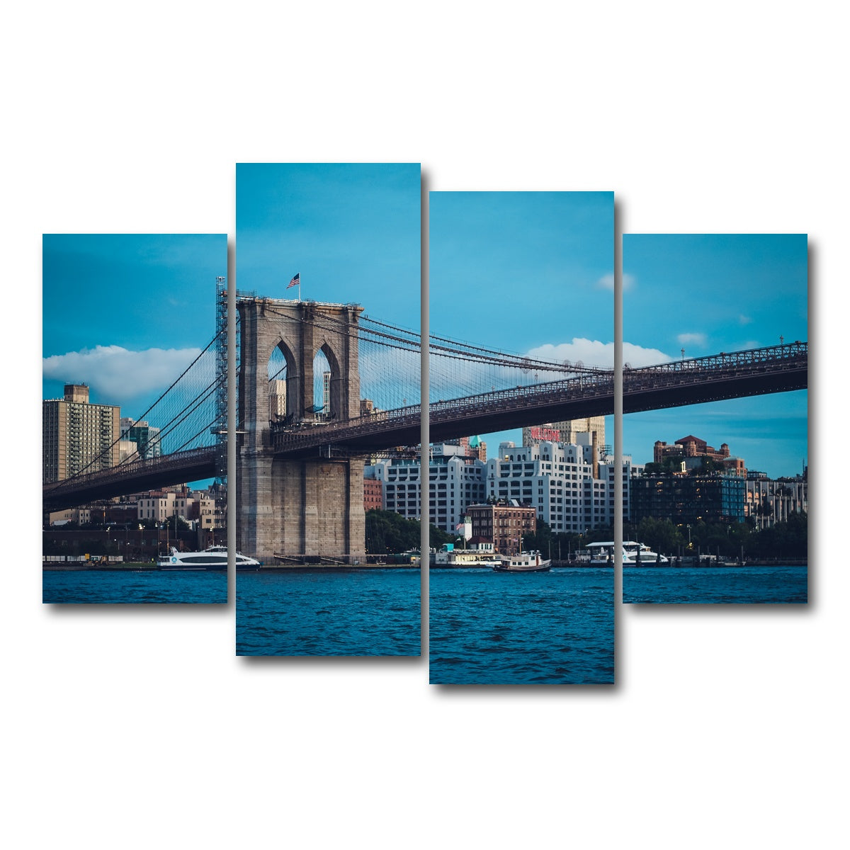 AUTO-MOCKUP WHITE | Brooklyn Bridge Blue Hour | 4 Piece | Gallery Wrap Canvas | group=4_short