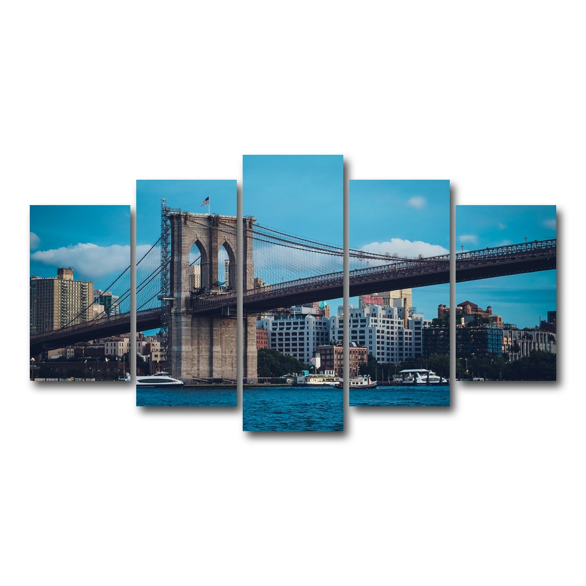 AUTO-MOCKUP WHITE | Brooklyn Bridge Blue Hour | 5 Piece | Gallery Wrap Canvas | group=5_normal