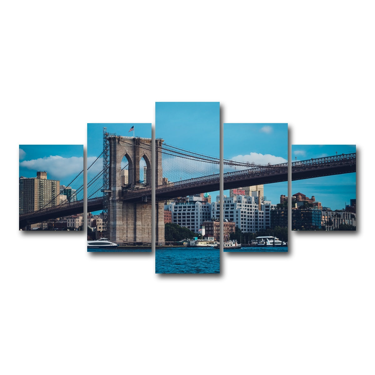 AUTO-MOCKUP WHITE | Brooklyn Bridge Blue Hour | 5 Piece | Gallery Wrap Canvas | group=5_short