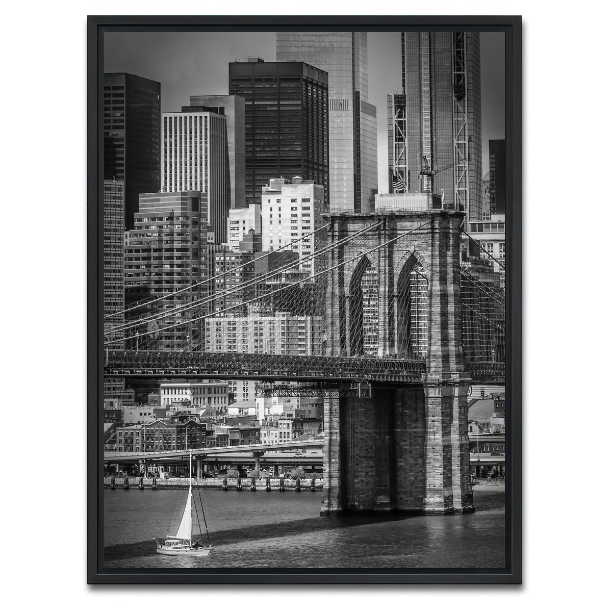AUTO-MOCKUP WHITE | Brooklyn Bridge & Lower Manhattan | 1 Piece | Black Framed Canvas | group=3x4