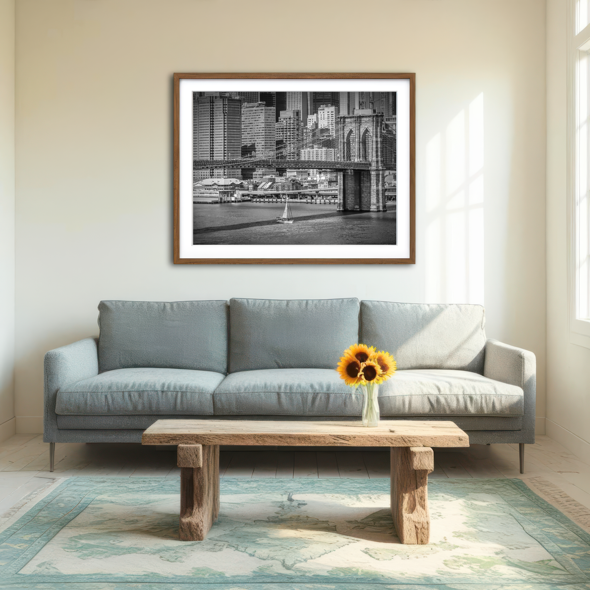 AUTO-MOCKUP ROOM | Brooklyn Bridge & Manhattan Skyline Wall Art