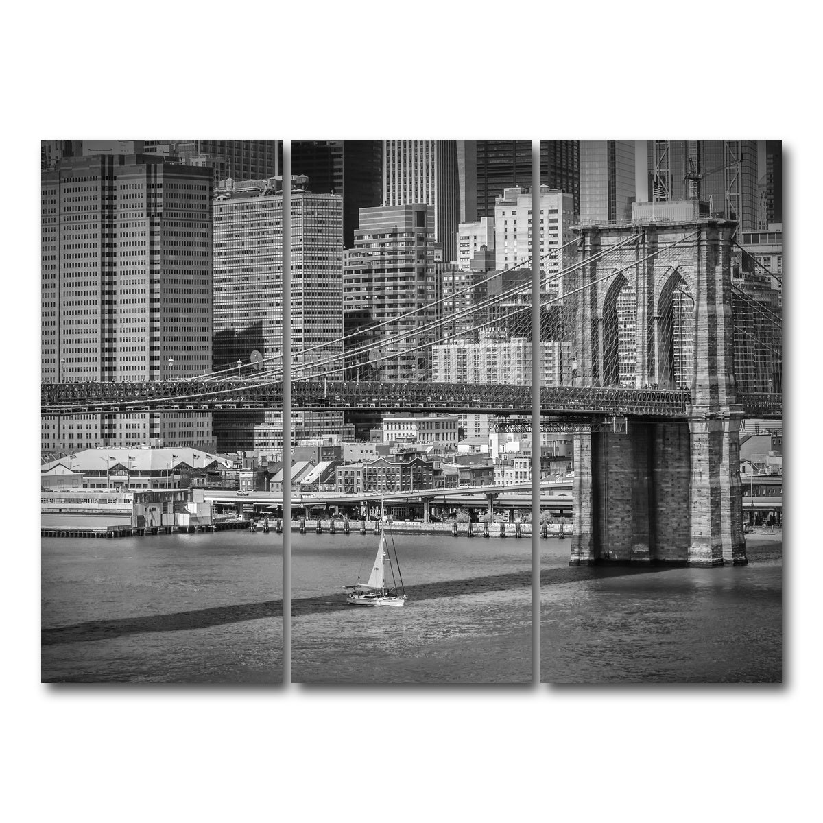 AUTO-MOCKUP WHITE | Brooklyn Bridge & Manhattan Skyline | 3 Piece | Gallery Wrap Canvas | group=8x18