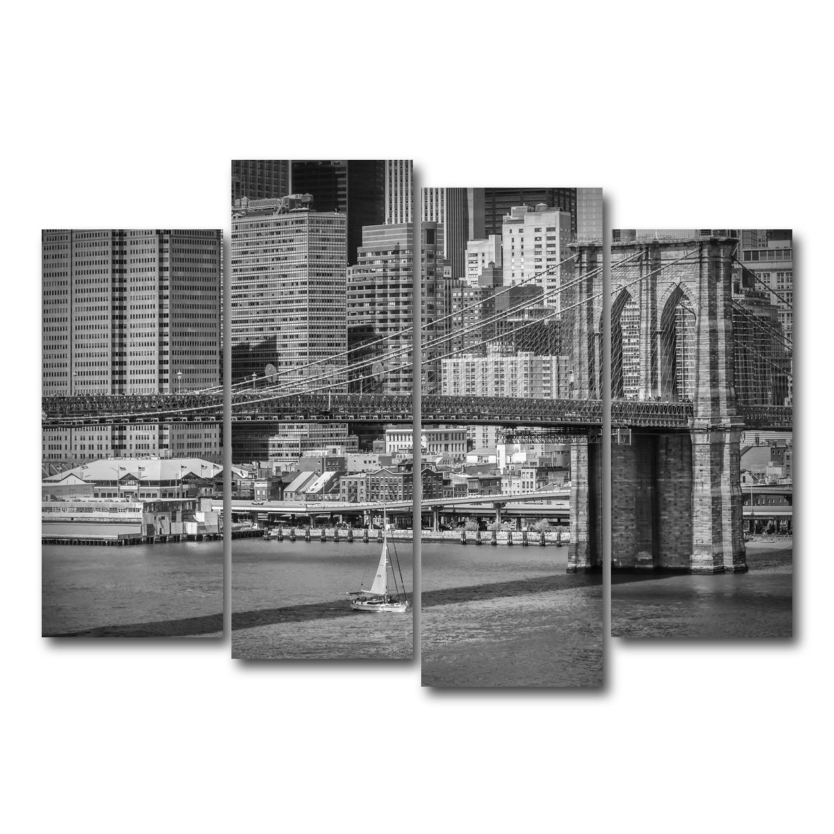 AUTO-MOCKUP WHITE | Brooklyn Bridge & Manhattan Skyline | 4 Piece | Gallery Wrap Canvas | group=4_normal