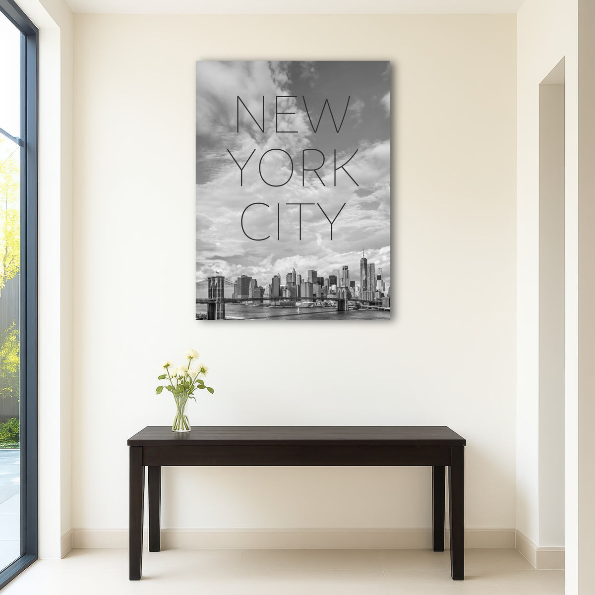 AUTO-MOCKUP ROOM | Brooklyn Bridge Text & Skyline