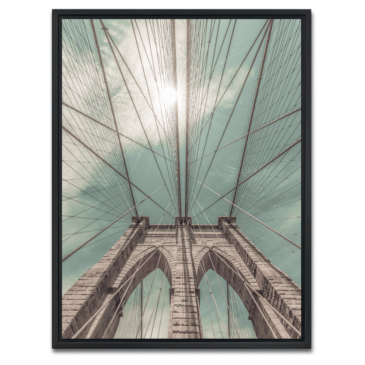 AUTO-MOCKUP WHITE | Brooklyn Bridge in Detail | 1 Piece | Black Framed Canvas | group=3x4