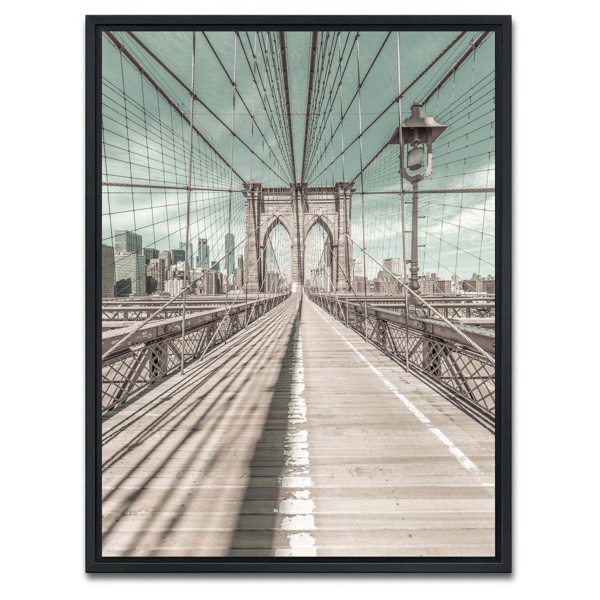 AUTO-MOCKUP WHITE | Brooklyn Bridge vintage style | 1 Piece | Black Framed Canvas | group=3x4
