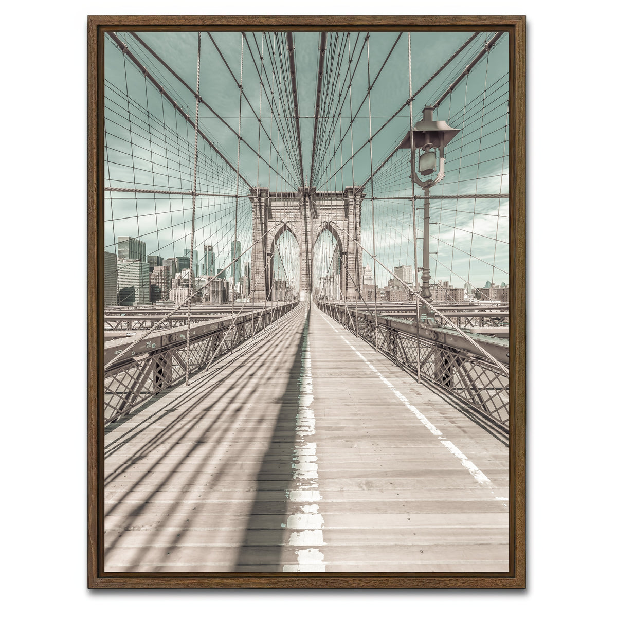 AUTO-MOCKUP WHITE | Brooklyn Bridge vintage style | 1 Piece | Walnut Framed Canvas | group=3x4