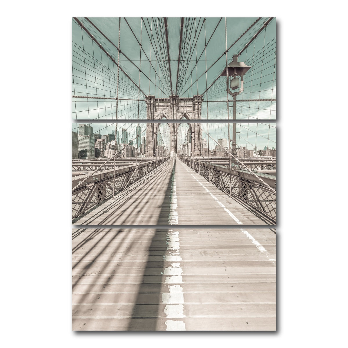 AUTO-MOCKUP WHITE | Brooklyn Bridge vintage style | 3 Piece | Gallery Wrap Canvas | group=12x24_stacked