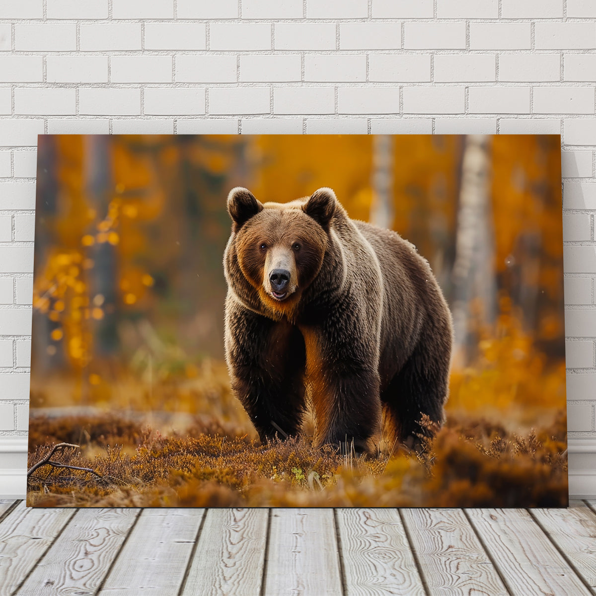 Brown Bear in Autumn Forest Wall Art