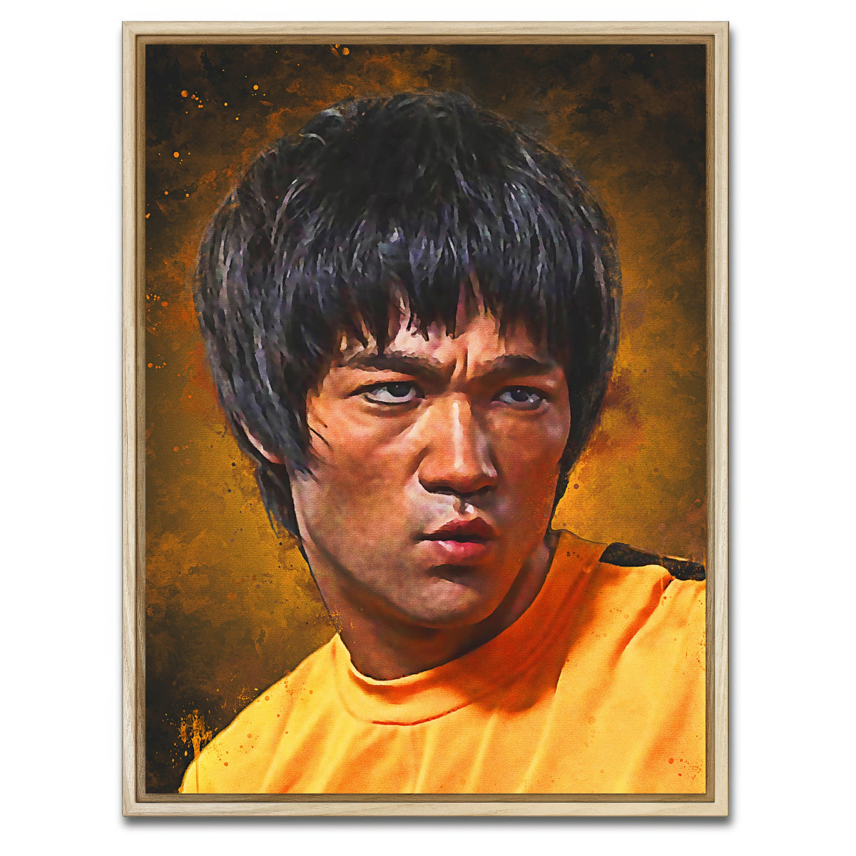 AUTO-MOCKUP WHITE | Bruce Lee Painting | 1 Piece | Natural Framed Canvas | group=3x4