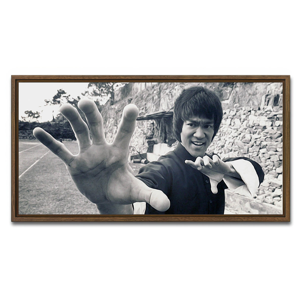 AUTO-MOCKUP WHITE | Bruce Lee | 1 Piece | Walnut Framed Canvas | group=2x1