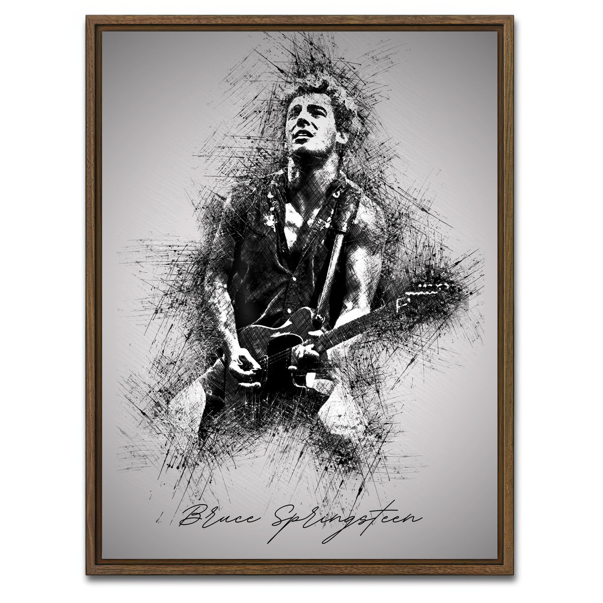 AUTO-MOCKUP WHITE | Bruce Springsteen Back in the Day | 1 Piece | Walnut Framed Canvas | group=3x4