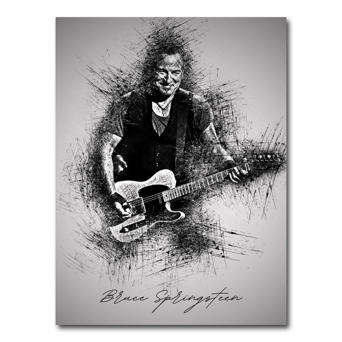 AUTO-MOCKUP WHITE | Bruce Springsteen Guitar | 1 Piece | Gallery Wrap Canvas | group=3x4