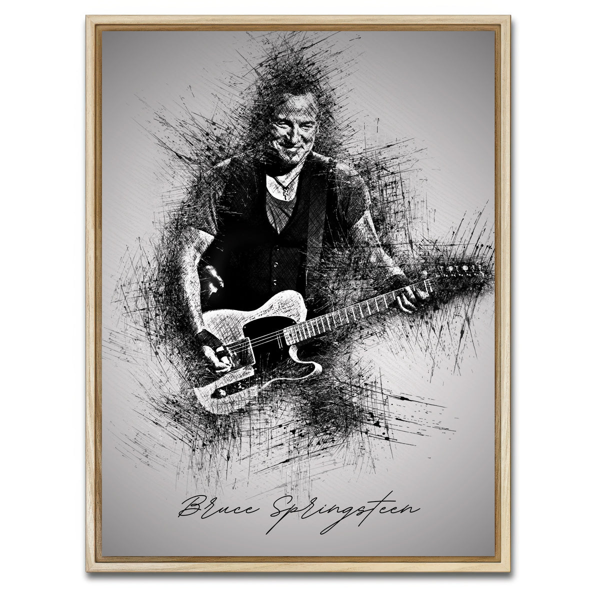 AUTO-MOCKUP WHITE | Bruce Springsteen Guitar | 1 Piece | Natural Framed Canvas | group=3x4
