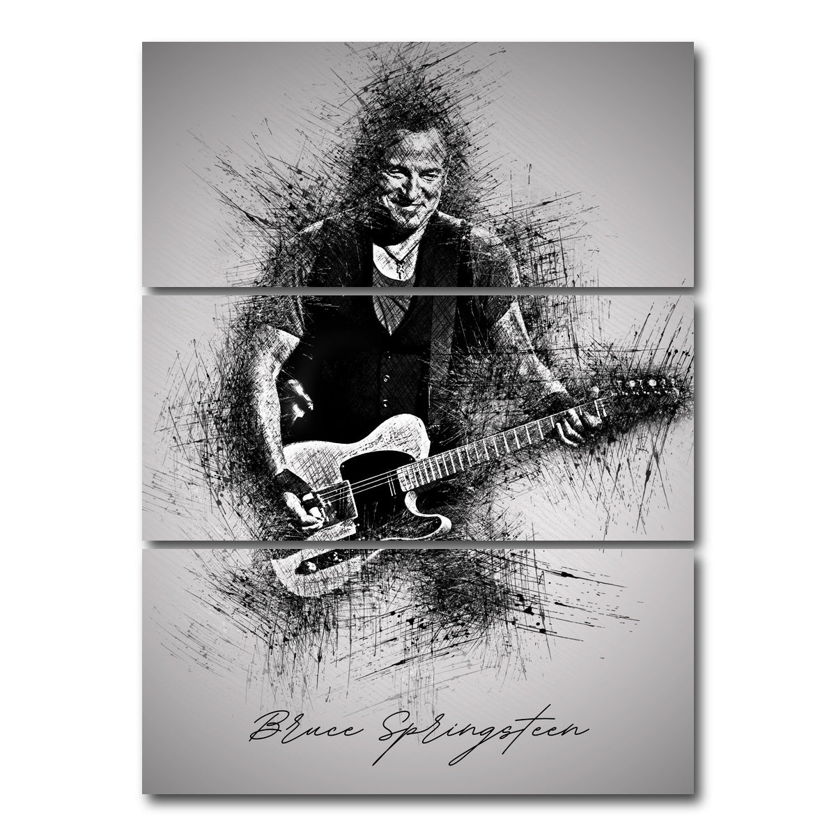 AUTO-MOCKUP WHITE | Bruce Springsteen Guitar | 3 Piece | Gallery Wrap Canvas | group=8x18_stacked
