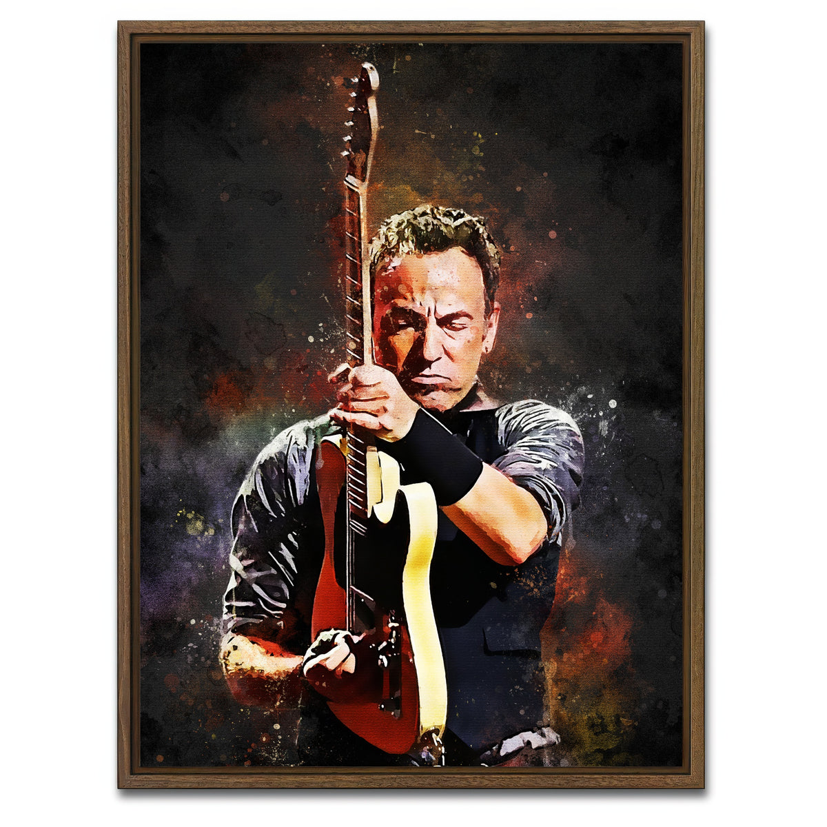AUTO-MOCKUP WHITE | Bruce Springsteen Painting | 1 Piece | Walnut Framed Canvas | group=3x4