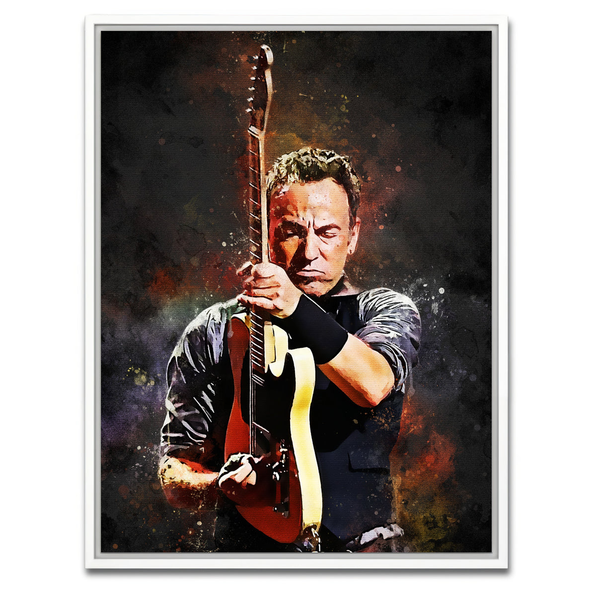 AUTO-MOCKUP WHITE | Bruce Springsteen Painting | 1 Piece | White Framed Canvas | group=3x4