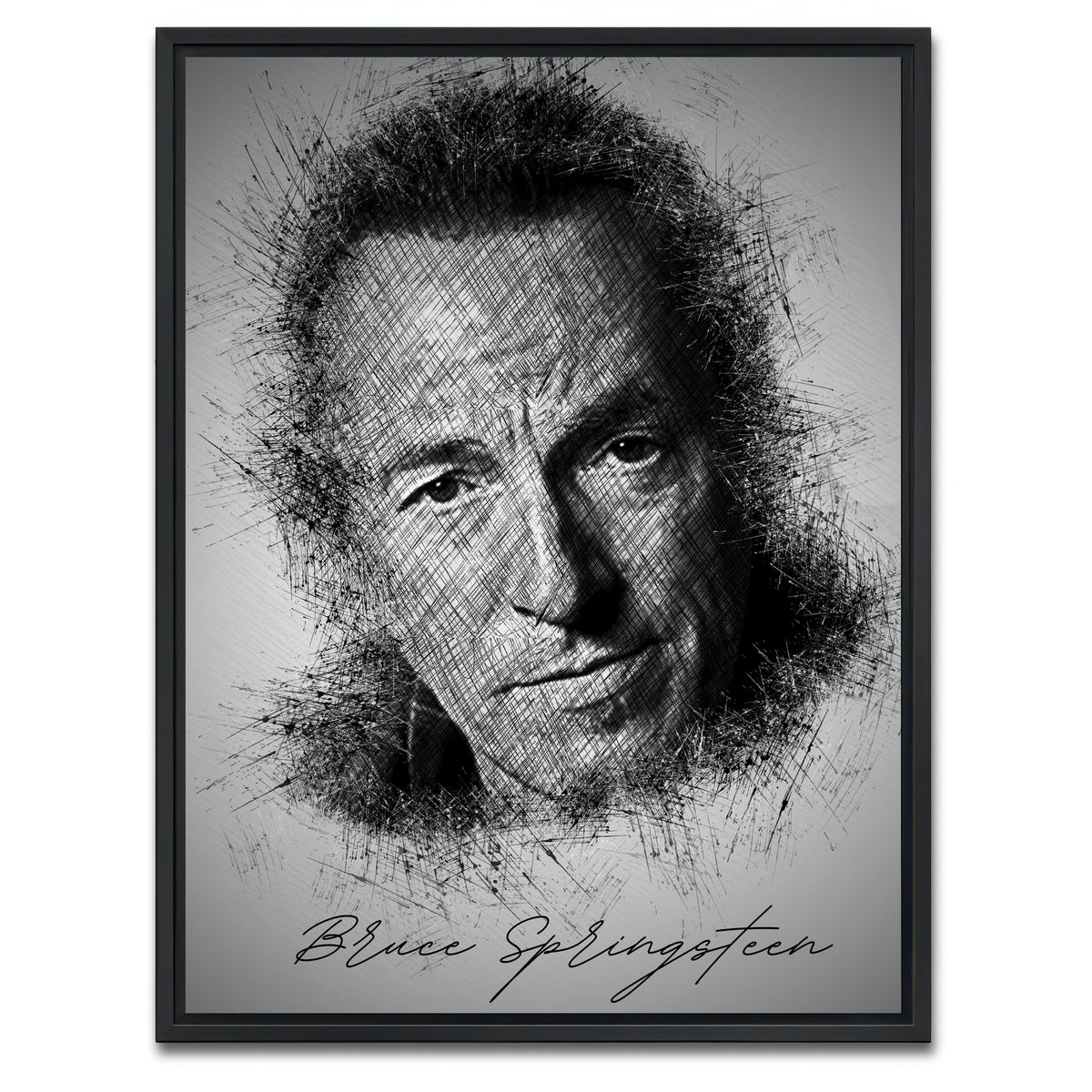AUTO-MOCKUP WHITE | Bruce Springsteen Sketch | 1 Piece | Black Framed Canvas | group=3x4