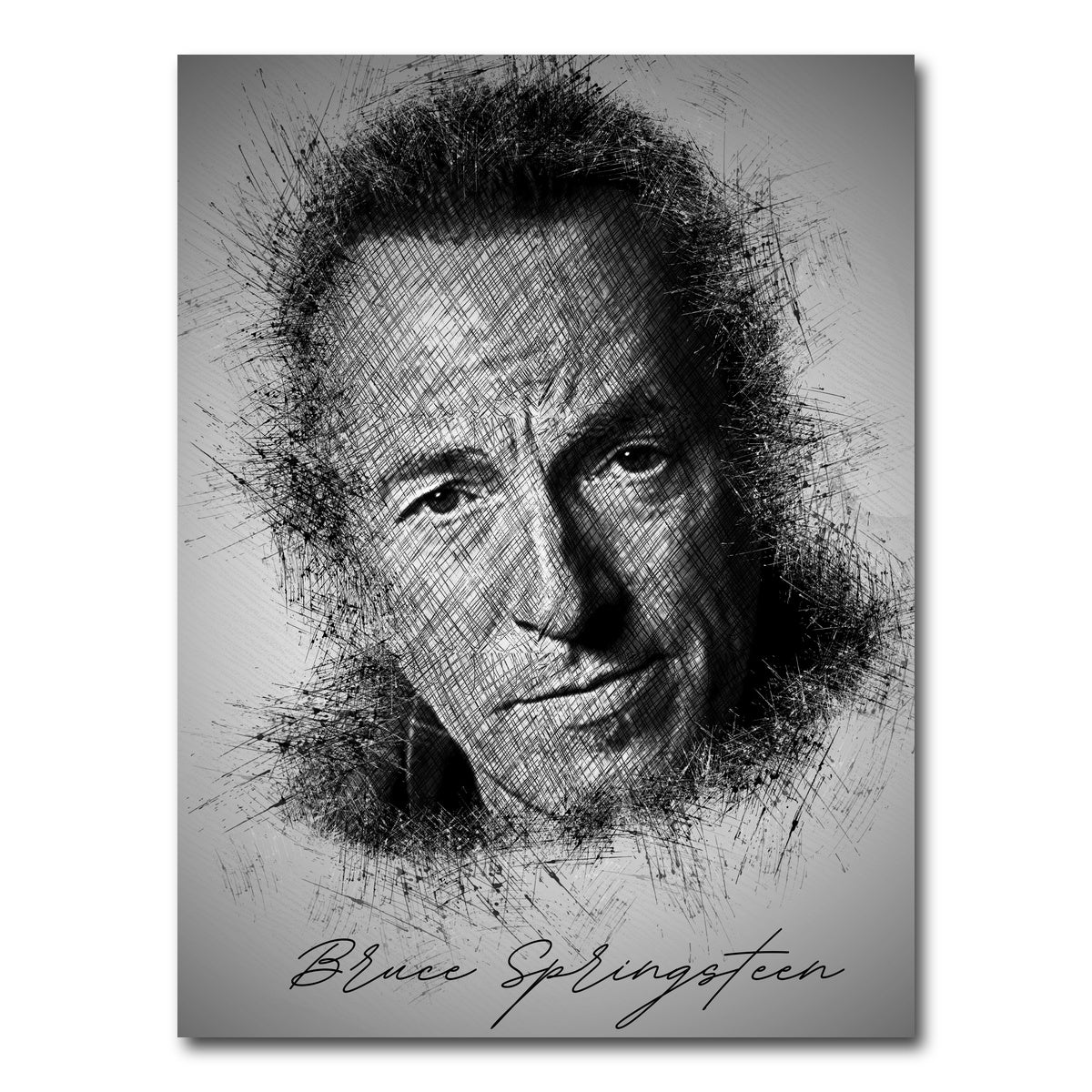 AUTO-MOCKUP WHITE | Bruce Springsteen Sketch | 1 Piece | Gallery Wrap Canvas | group=3x4