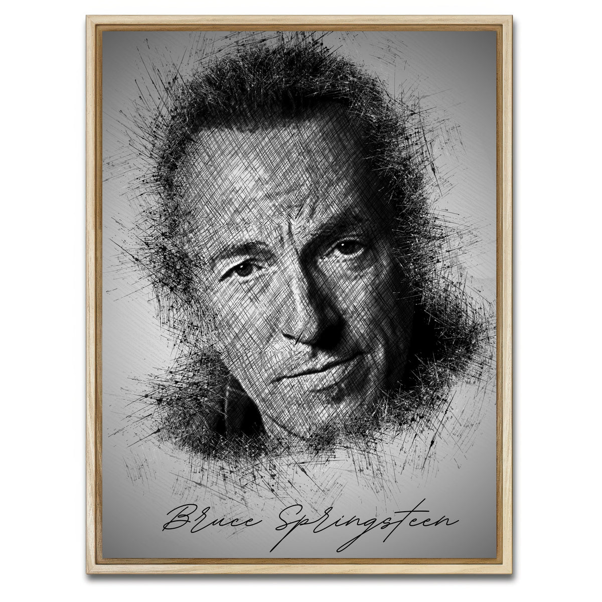 AUTO-MOCKUP WHITE | Bruce Springsteen Sketch | 1 Piece | Natural Framed Canvas | group=3x4