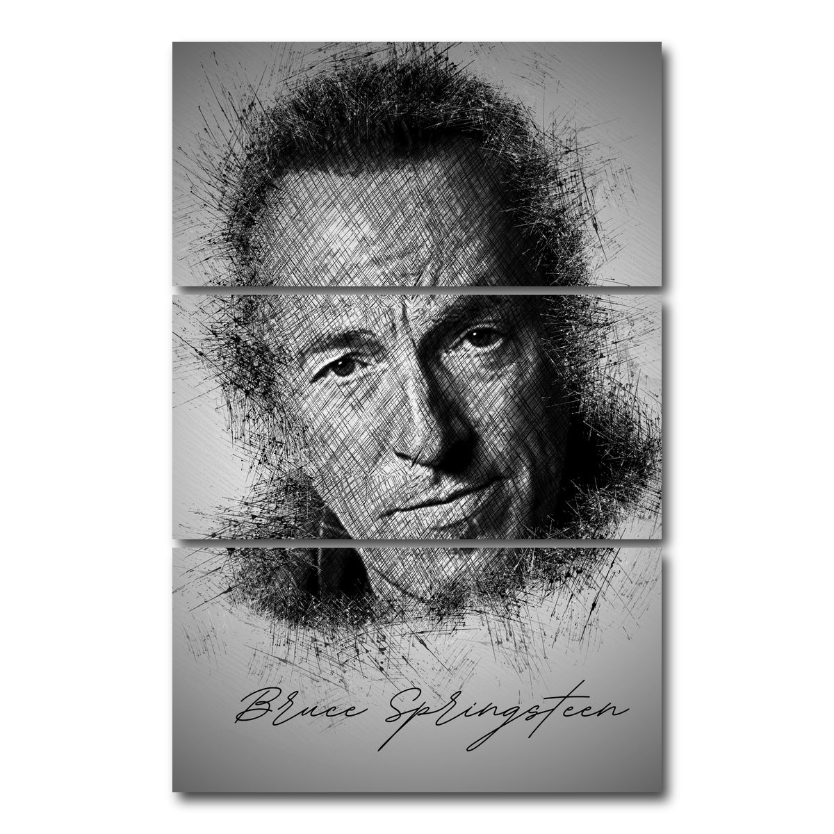 AUTO-MOCKUP WHITE | Bruce Springsteen Sketch | 3 Piece | Gallery Wrap Canvas | group=12x24_stacked