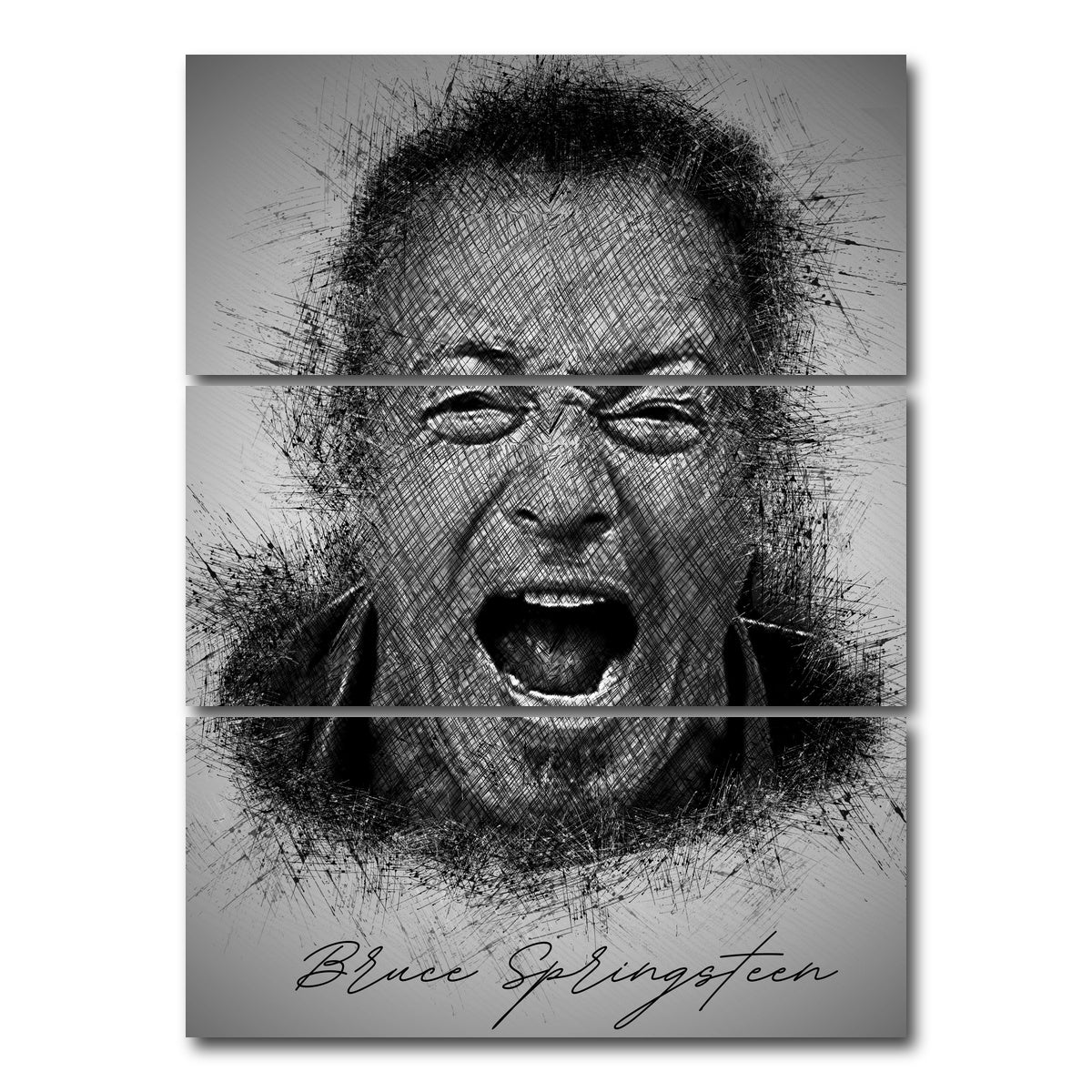 AUTO-MOCKUP WHITE | Bruce Springsteen | 3 Piece | Gallery Wrap Canvas | group=8x18_stacked