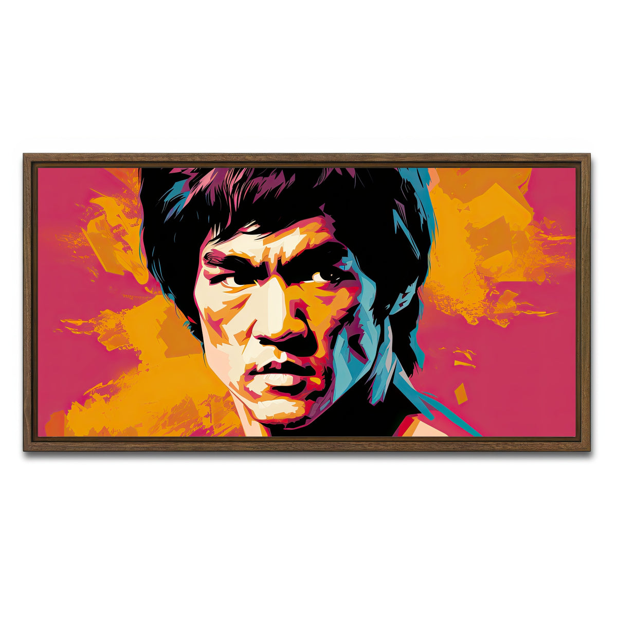 AUTO-MOCKUP WHITE | Bruce fierce | 1 Piece | Walnut Framed Canvas | group=2x1