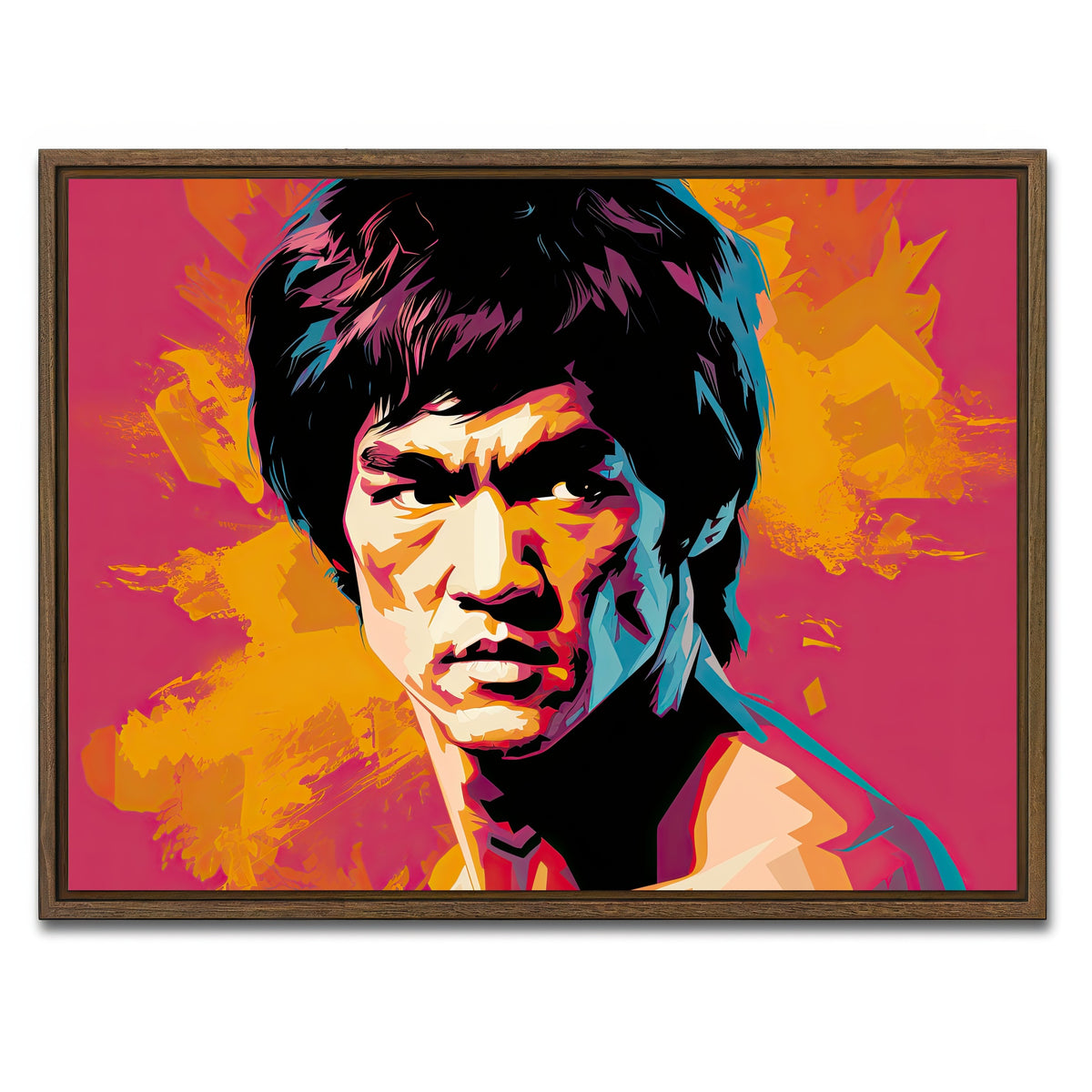 AUTO-MOCKUP WHITE | Bruce fierce | 1 Piece | Walnut Framed Canvas | group=4x3