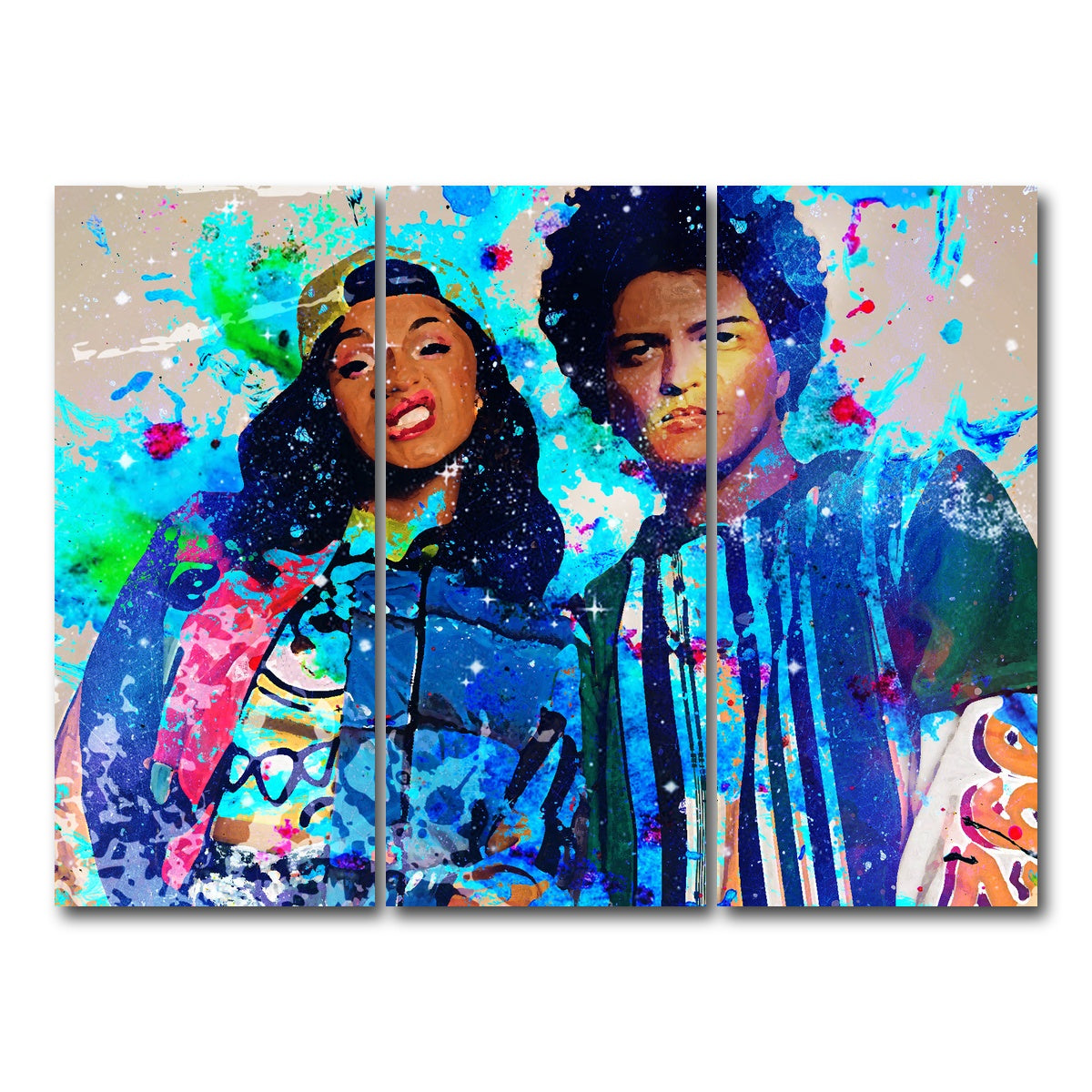 AUTO-MOCKUP WHITE | Bruno Mars & Cardi B | 3 Piece | Gallery Wrap Canvas | group=8x18