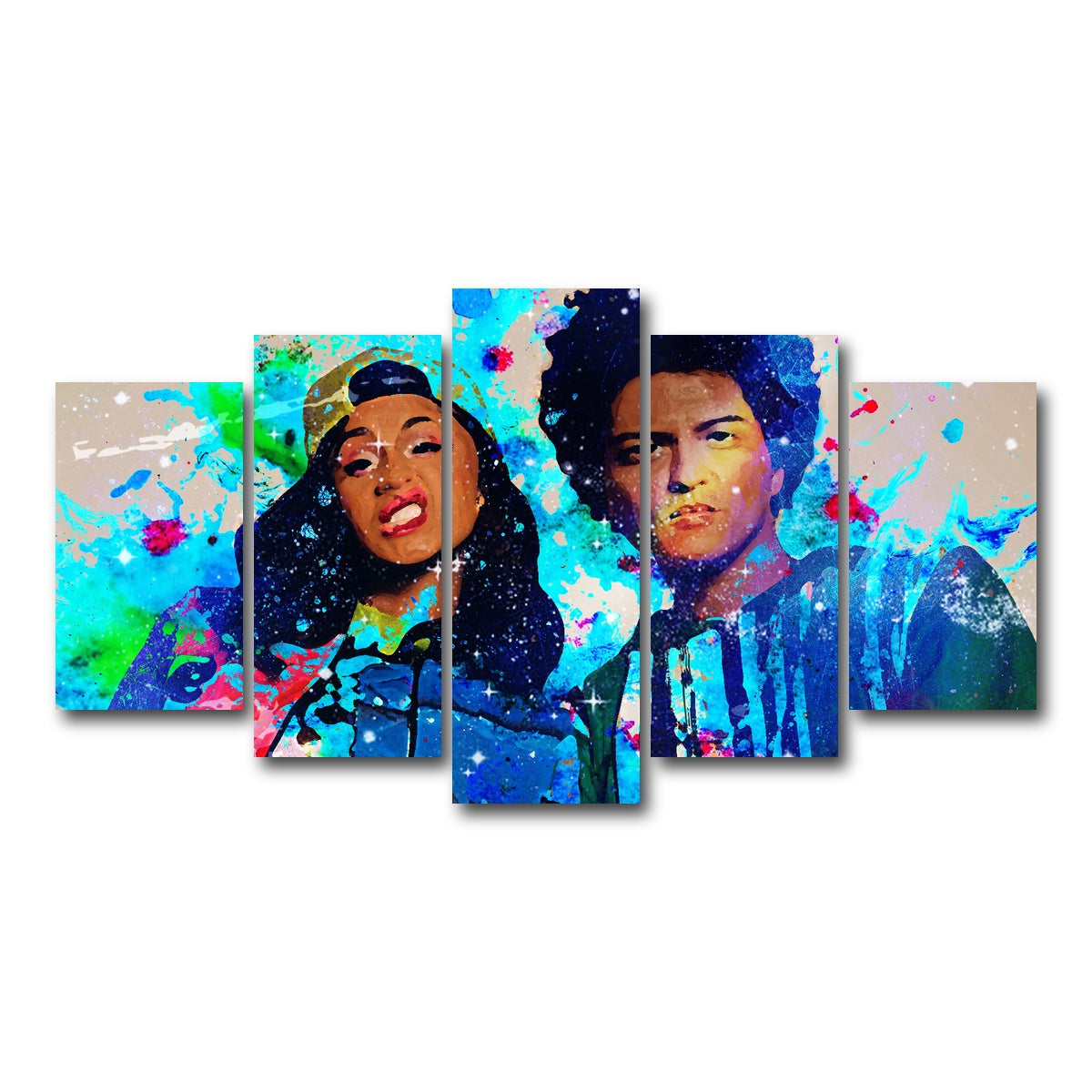 AUTO-MOCKUP WHITE | Bruno Mars & Cardi B | 5 Piece | Gallery Wrap Canvas | group=5_normal
