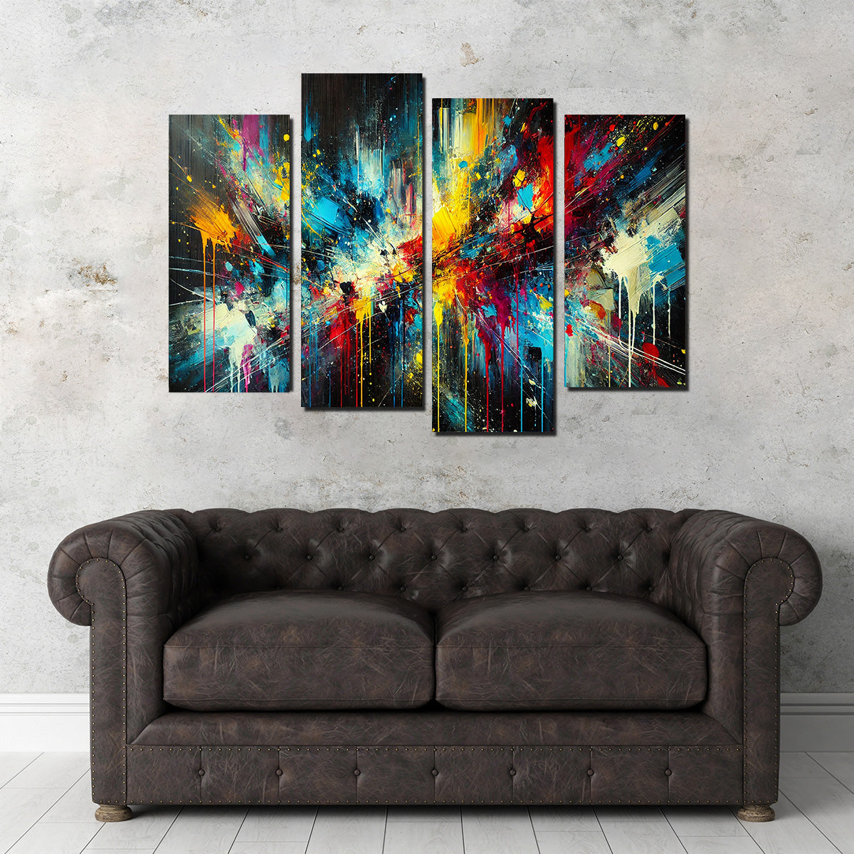 Brush Stroke and Splashes Dark Wall Art