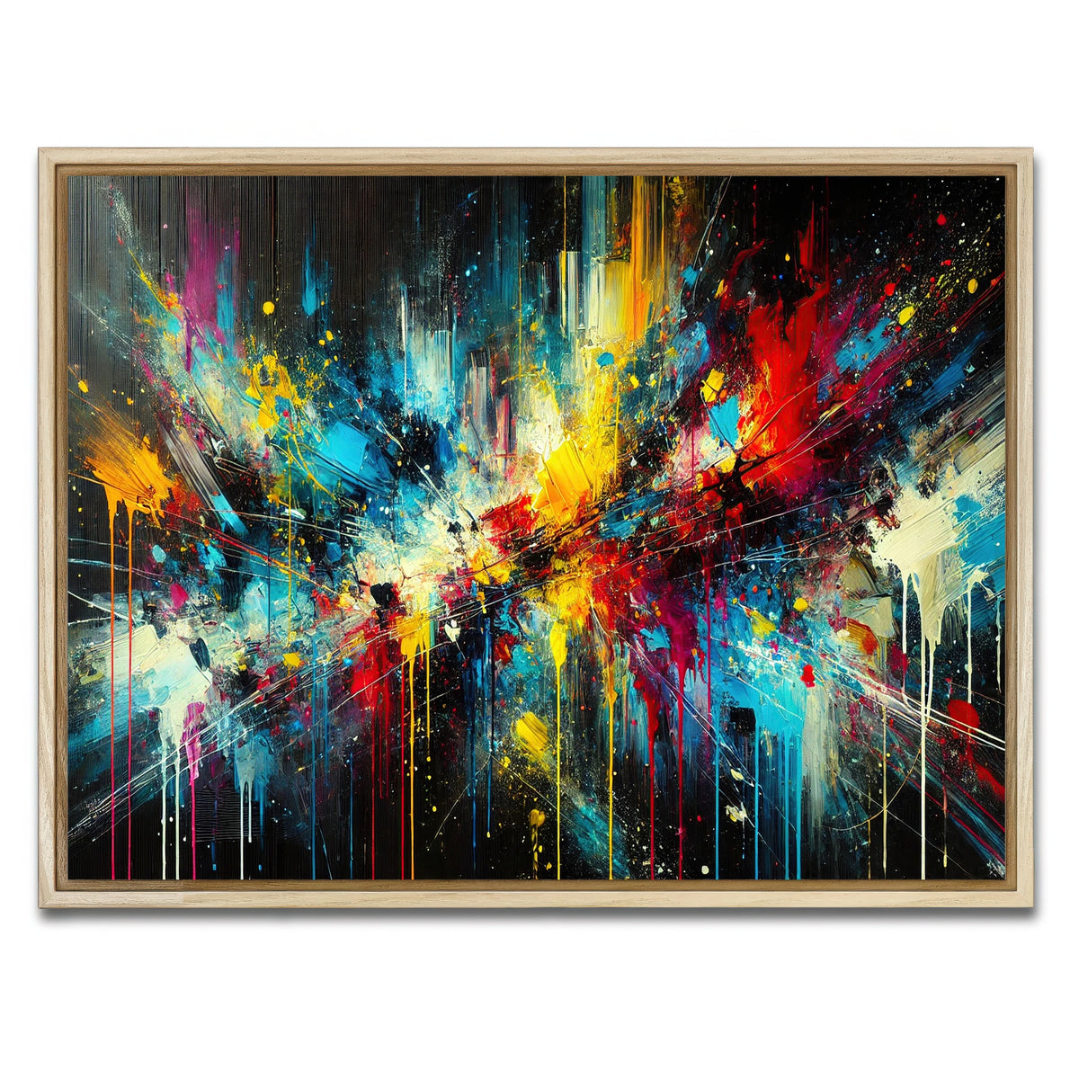 AUTO-MOCKUP WHITE | Brush Stroke and Splashes Dark | 1 Piece | Natural Framed Canvas | group=4x3