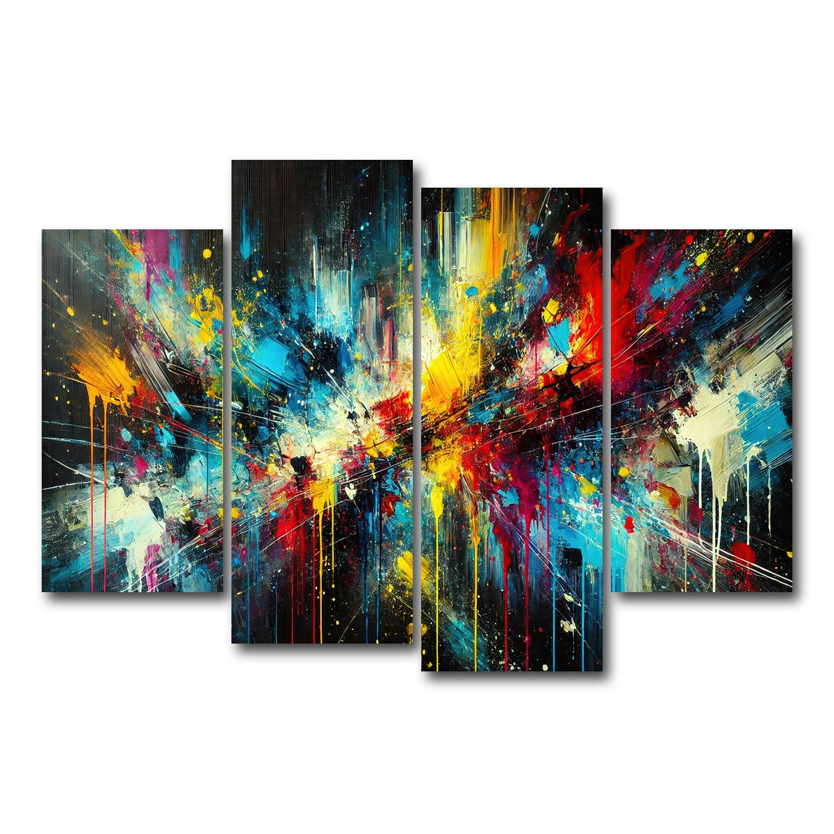 AUTO-MOCKUP WHITE | Brush Stroke and Splashes Dark | 4 Piece | Gallery Wrap Canvas | group=4_short