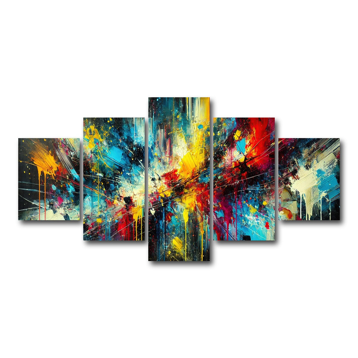 AUTO-MOCKUP WHITE | Brush Stroke and Splashes Dark | 5 Piece | Gallery Wrap Canvas | group=5_short