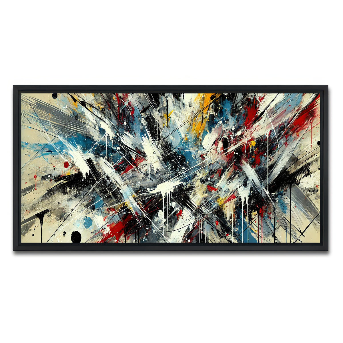 AUTO-MOCKUP WHITE | Brush Stroke and Splashes | 1 Piece | Black Framed Canvas | group=2x1