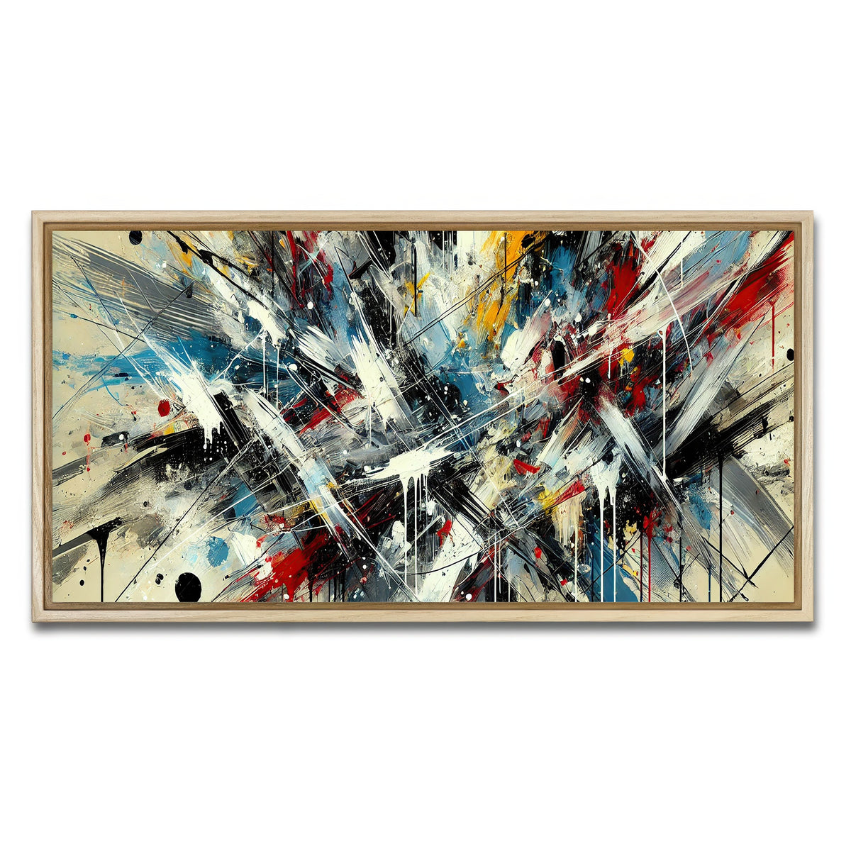 AUTO-MOCKUP WHITE | Brush Stroke and Splashes | 1 Piece | Natural Framed Canvas | group=2x1