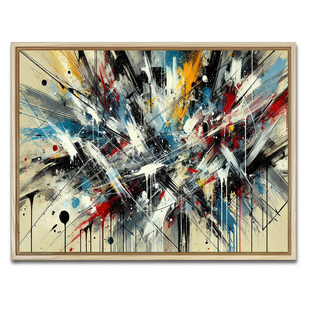 AUTO-MOCKUP WHITE | Brush Stroke and Splashes | 1 Piece | Natural Framed Canvas | group=4x3